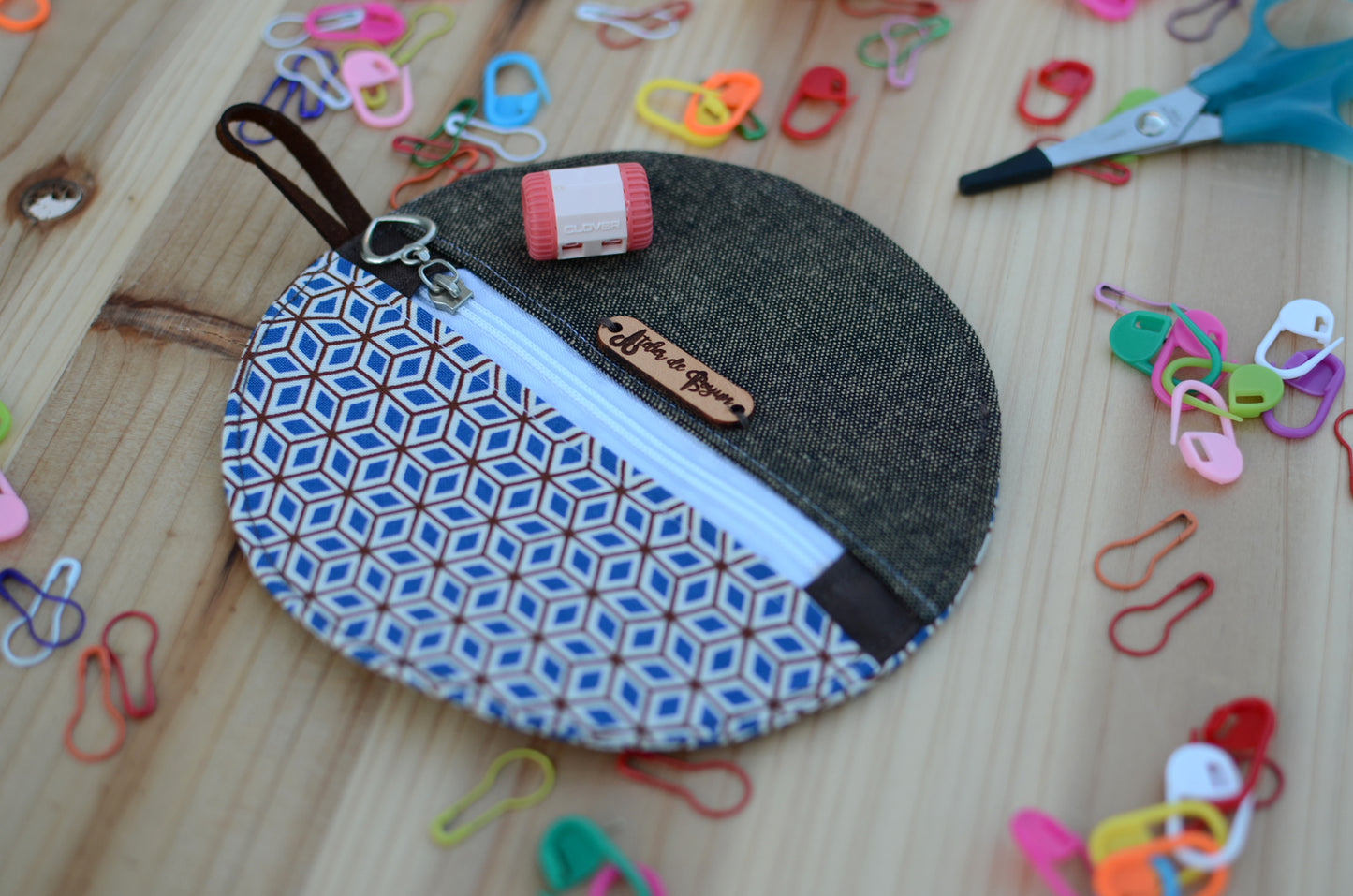 Mini coin purse/ Perfect for gift exchange, stocking stuffer, and self-gifting/ Geometric blue