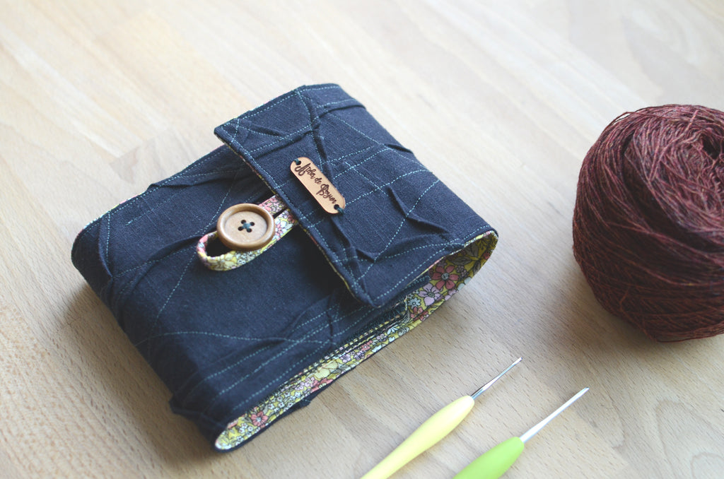 The most innovative crochet hook organizer. All sizes of crochet hooks, darn needles, tailor rulers, scissors, and stitch markers can stay all together in this fabulous crochet hook storage.