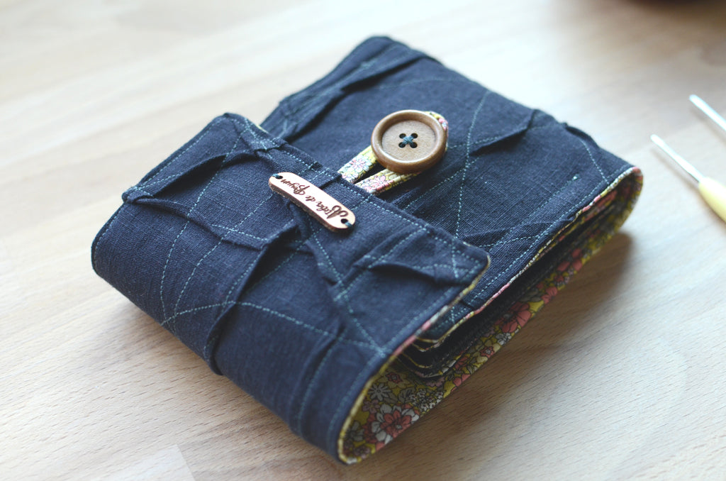 The most innovative crochet hook organizer. All sizes of crochet hooks, darn needles, tailor rulers, scissors, and stitch markers can stay all together in this fabulous crochet hook storage.