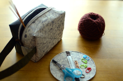 Cute project bag with handle/ unique gift for sock knitters