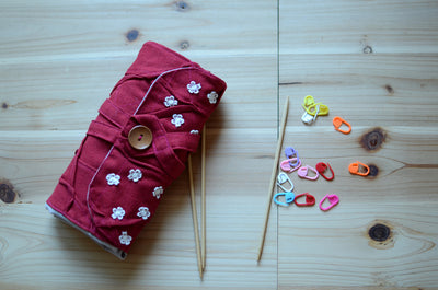 DPN knitting needle case in Cherry Red