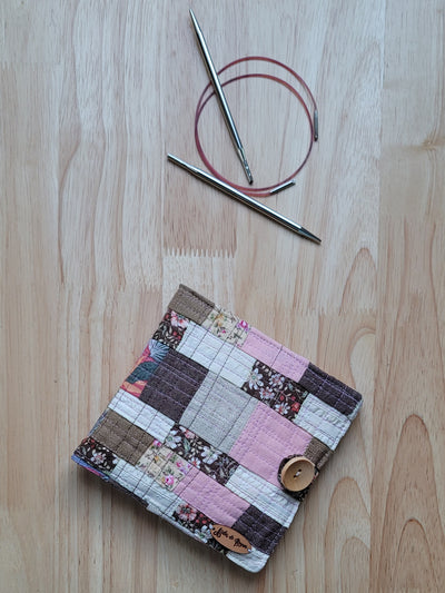 Knitting needle organizer needle case inspired by Korean old folk houses, created with repurposed fabrics