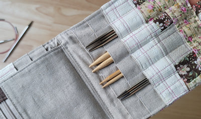 unique knitting needle organizer created with recycled fabrics