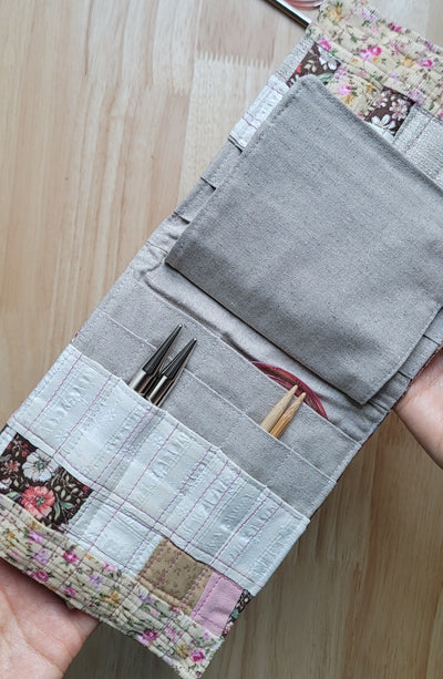 unique knitting needle organizer created with recycled fabrics