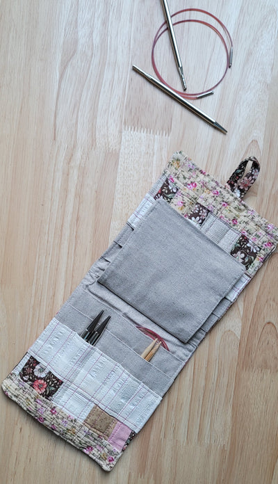 unique knitting needle organizer created with recycled fabrics