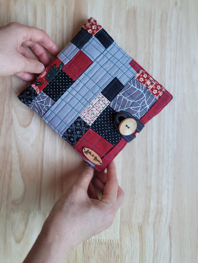 knitting needle organizer created with zero waste fabrics