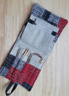 knitting needle organizer created with zero waste fabrics