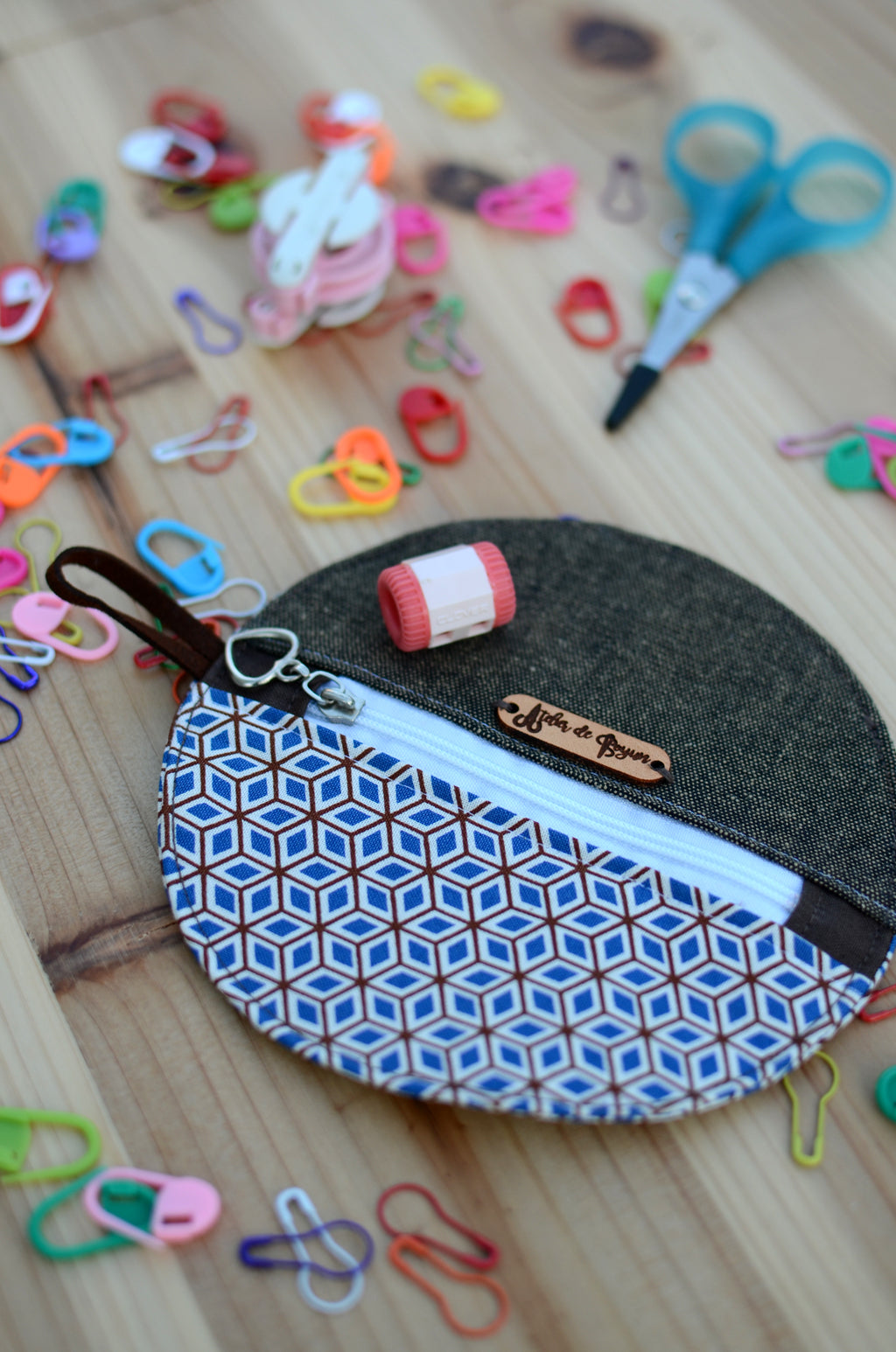 Mini coin purse/ Perfect for gift exchange, stocking stuffer, and self-gifting/ Geometric blue