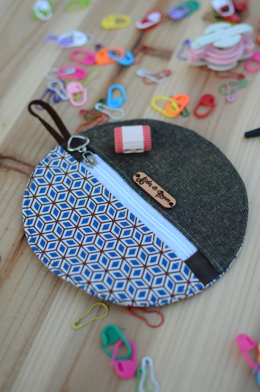 Mini coin purse/ Perfect for gift exchange, stocking stuffer, and self-gifting/ Geometric blue