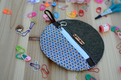 Mini coin purse/ Perfect for gift exchange, stocking stuffer, and self-gifting/ Geometric blue