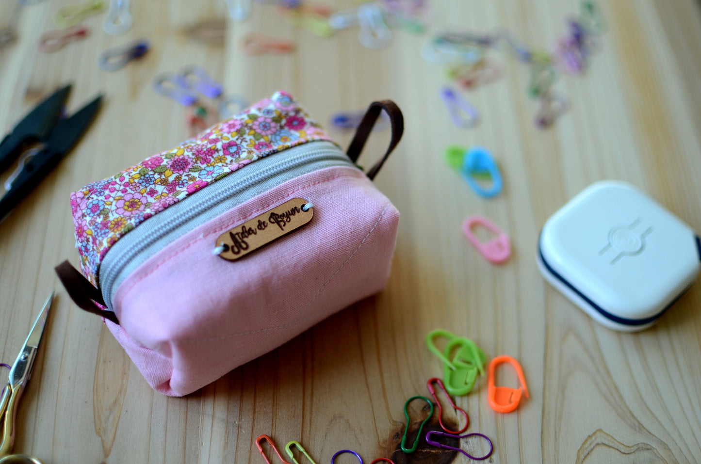 Cute mini box pouch for your crochet essentials/ Sweet Pink