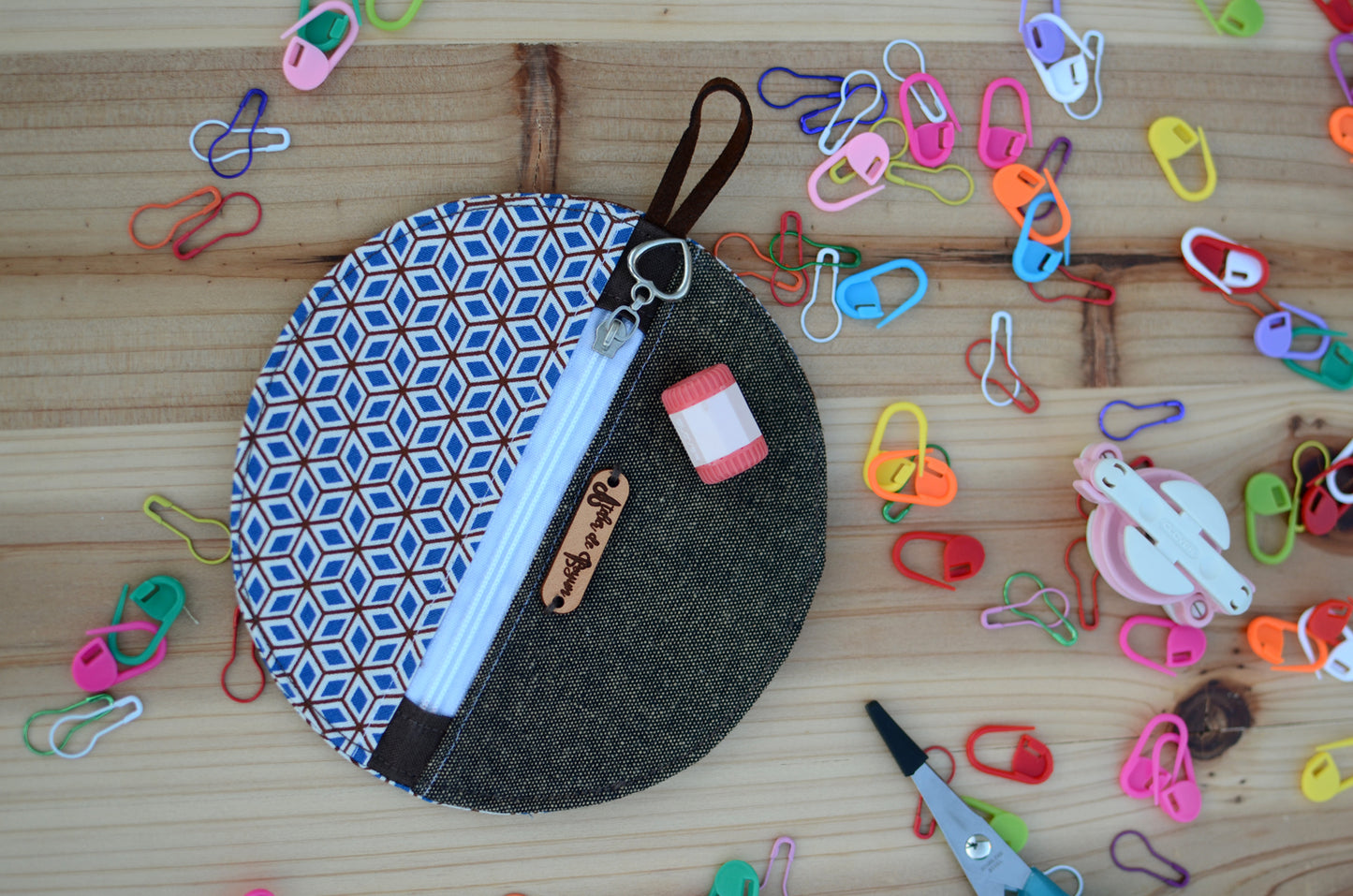 Mini coin purse/ Perfect for gift exchange, stocking stuffer, and self-gifting/ Geometric blue