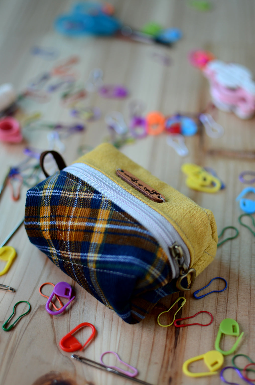 Handy mini box storage for your knit essentials/ mustard