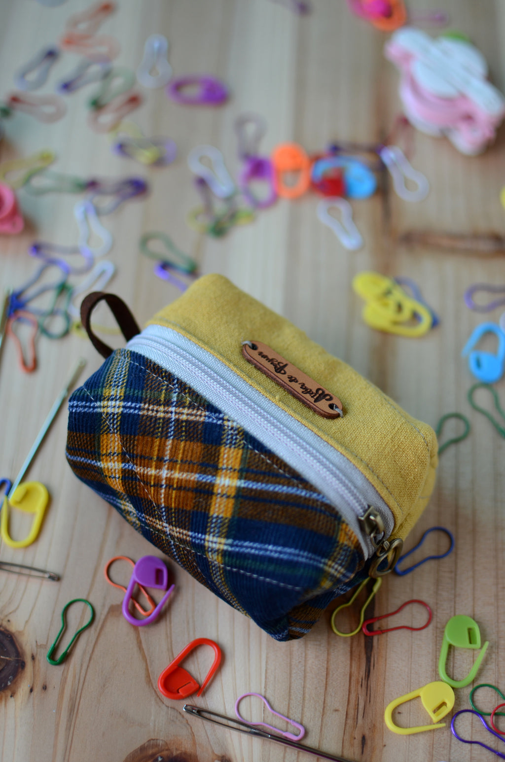 Handy mini box storage for your knit essentials/ mustard