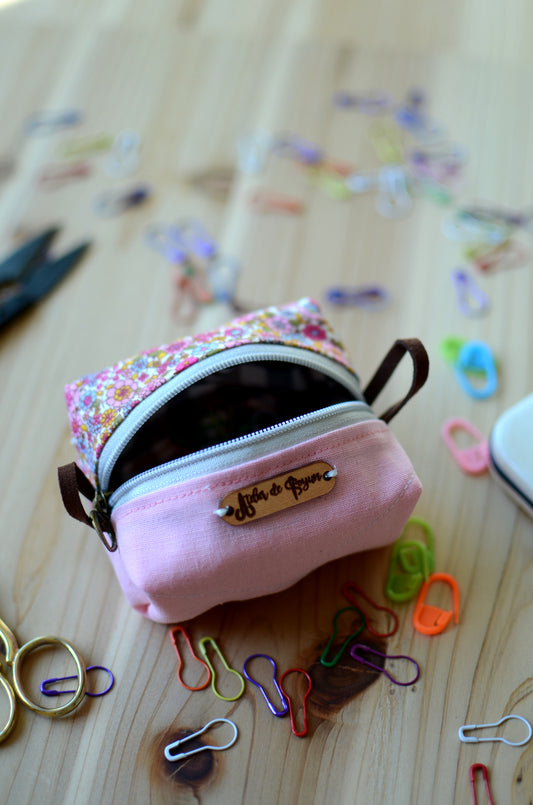 Cute mini box pouch for your crochet essentials/ Sweet Pink