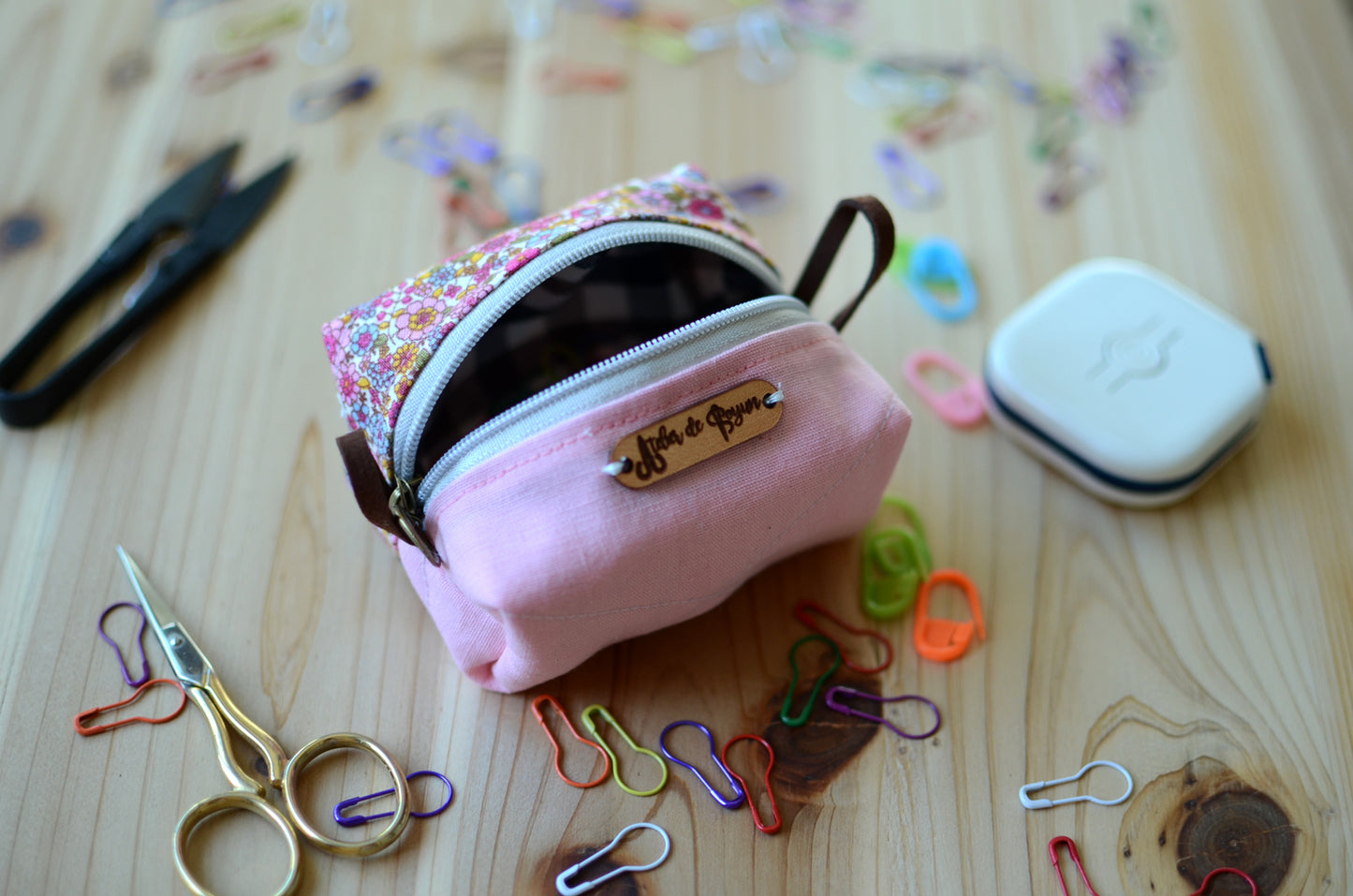 Cute mini box pouch for your crochet essentials/ Sweet Pink