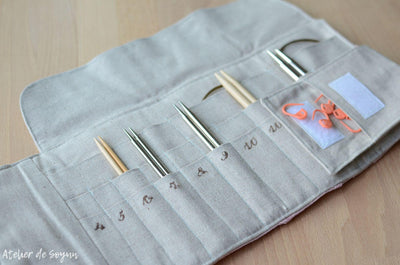 Interchaneable knitting needle case in Egg Plant