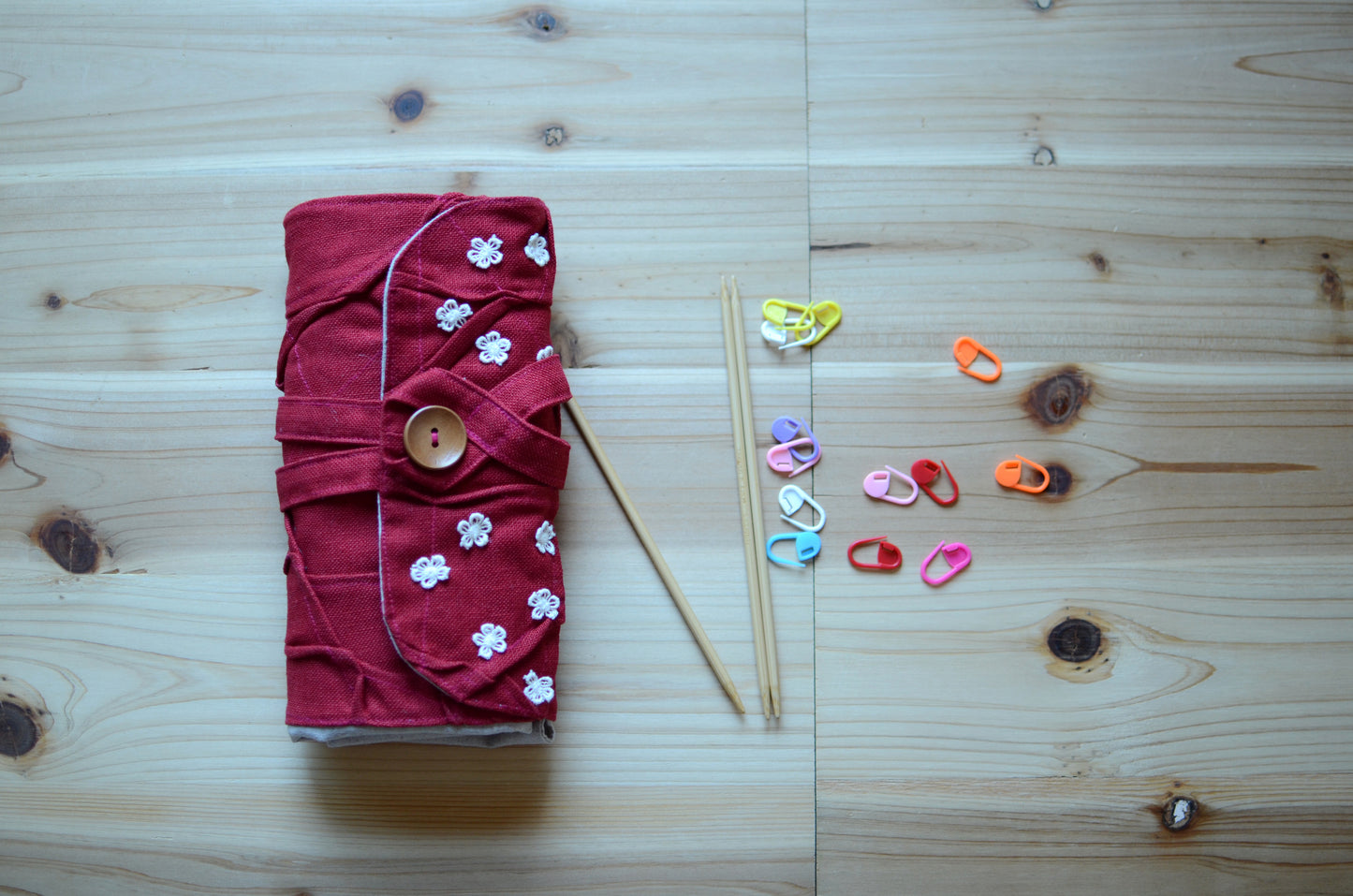 DPN knitting needle case in Cherry Red