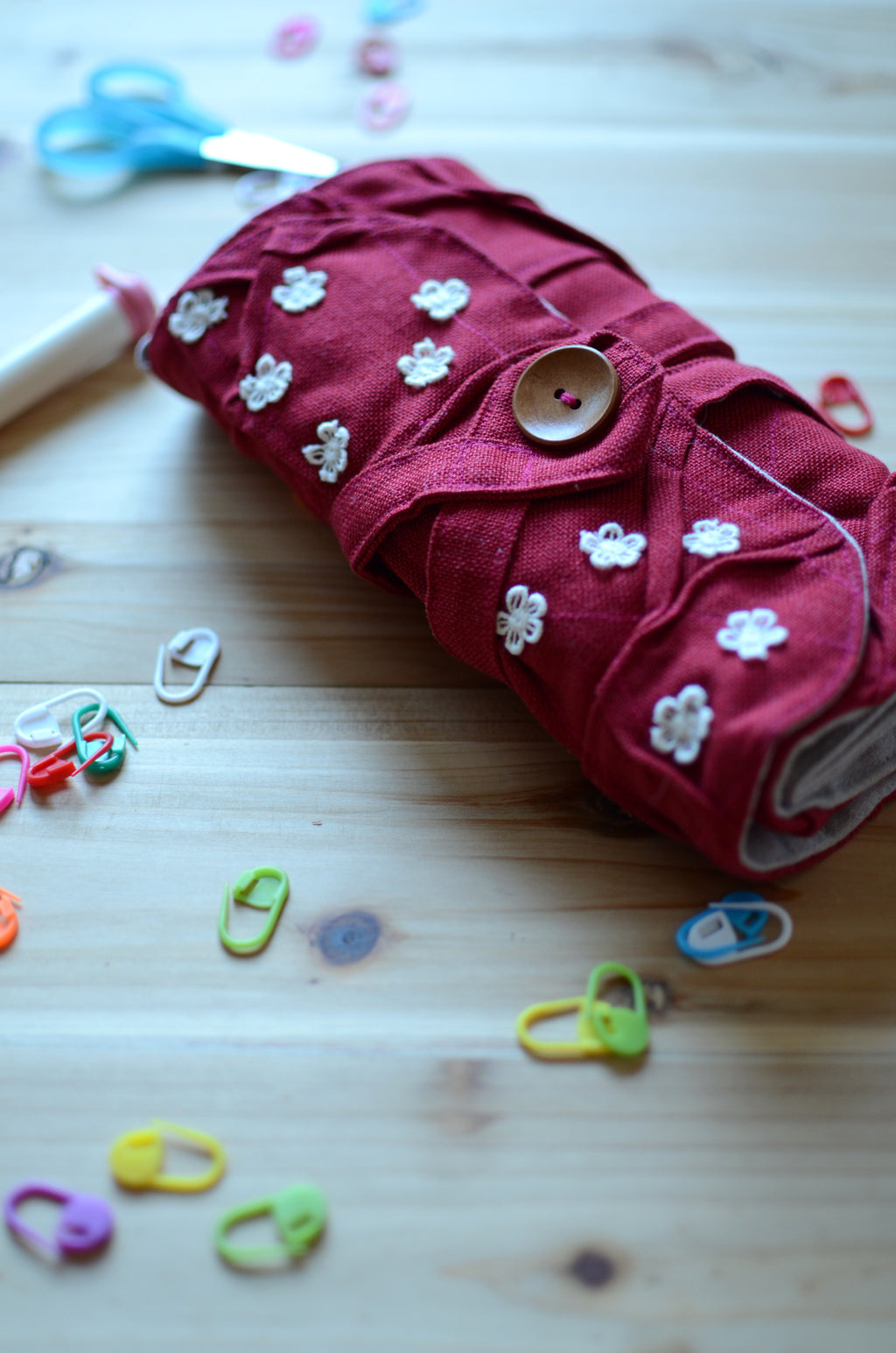 DPN knitting needle case in Cherry Red