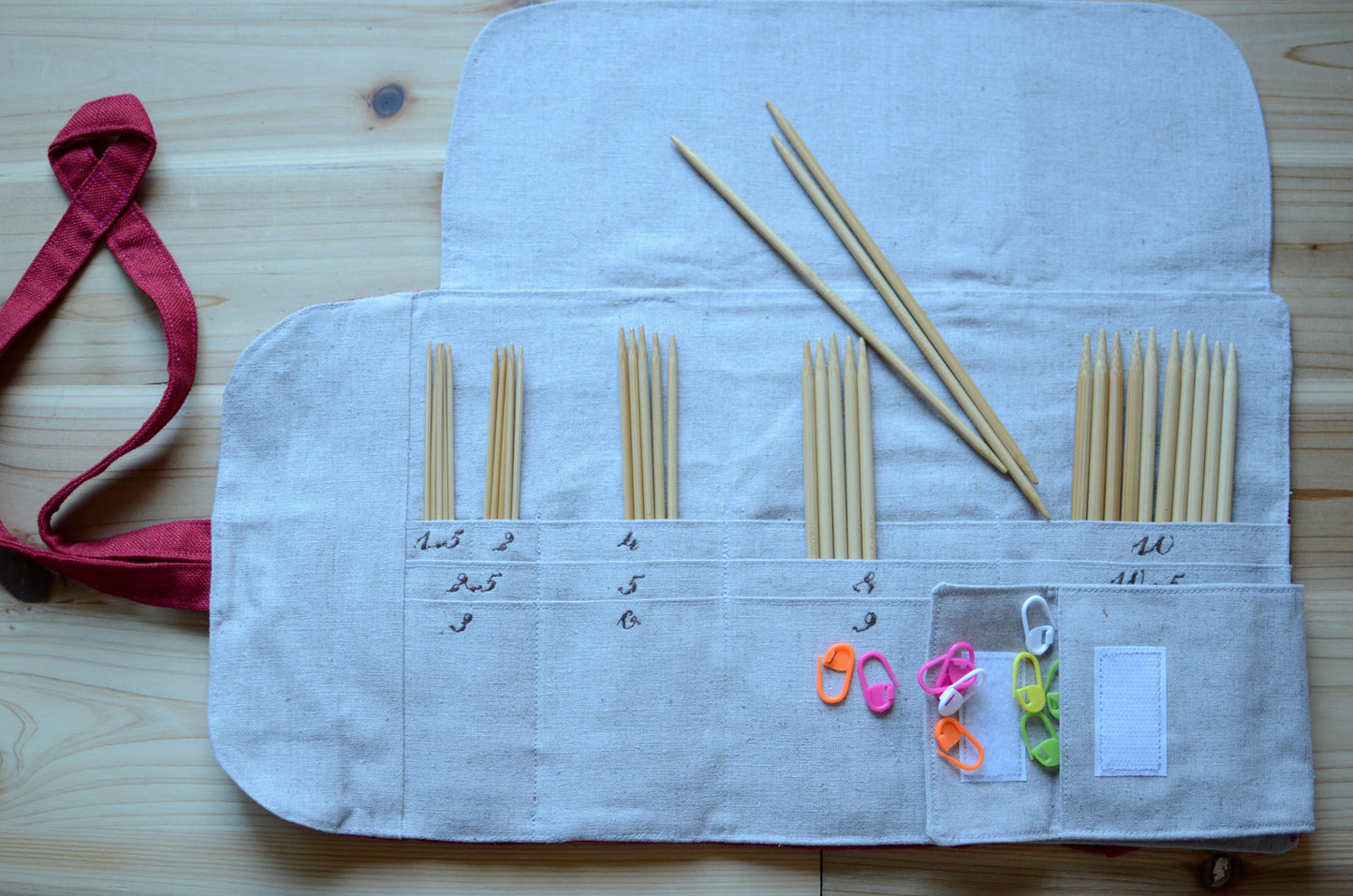 DPN knitting needle case in Cherry Red