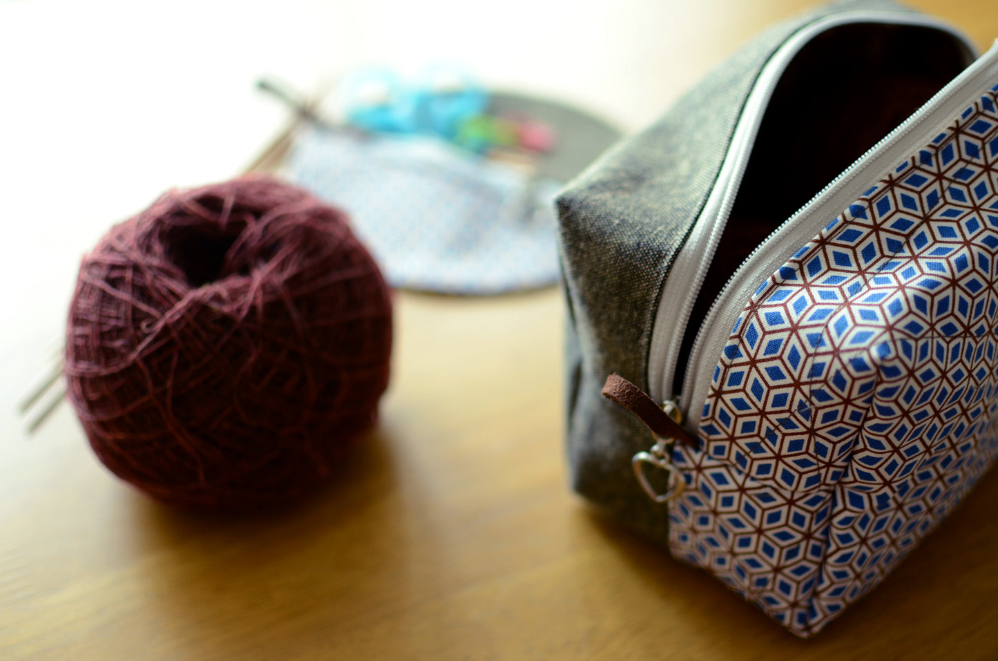 Compact project bag for small knitting crochet project