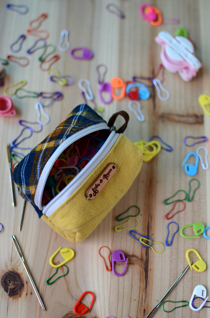 Handy mini box storage for your knit essentials/ mustard