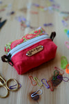 Sweet little notion box with leather handles/ Christmas Red