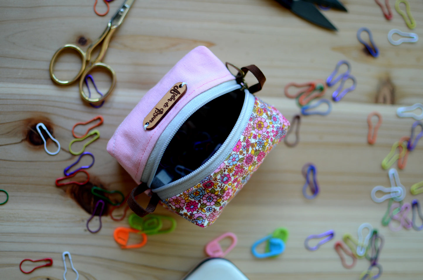 Cute mini box pouch for your crochet essentials/ Sweet Pink