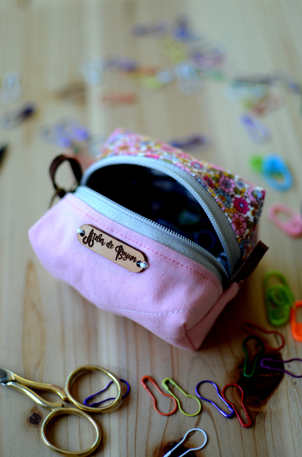 Cute mini box pouch for your crochet essentials/ Sweet Pink