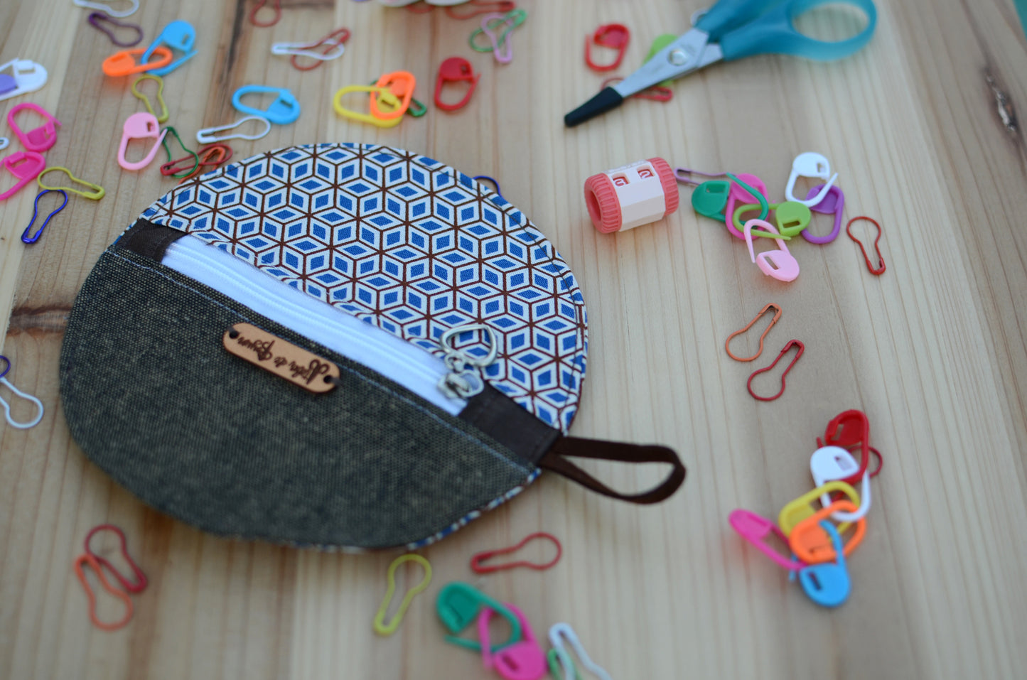 Mini coin purse/ Perfect for gift exchange, stocking stuffer, and self-gifting/ Geometric blue