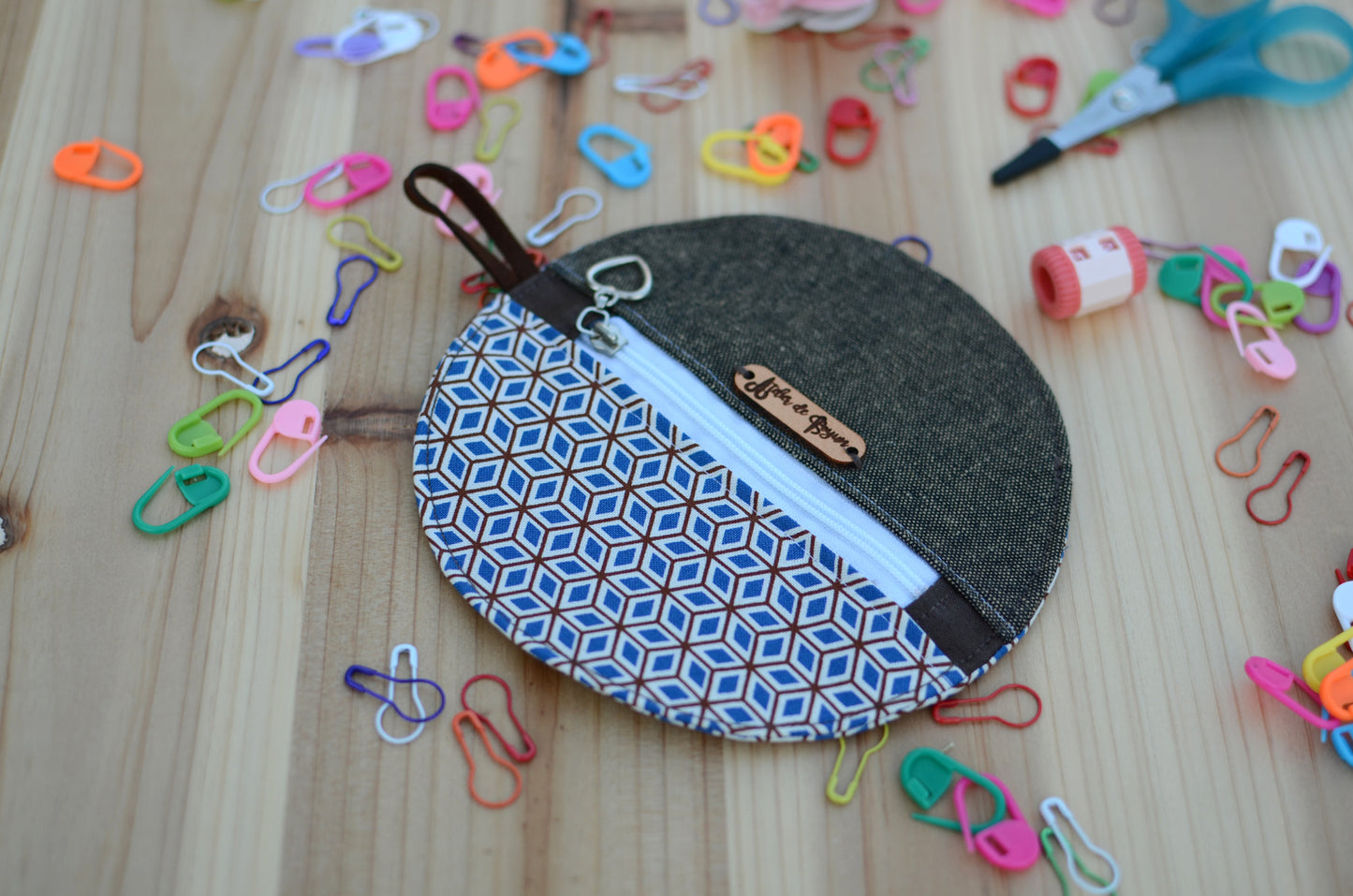 Mini coin purse/ Perfect for gift exchange, stocking stuffer, and self-gifting/ Geometric blue